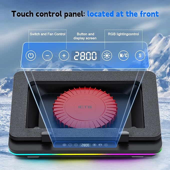 GT600 RGB Laptop Cooling Pad Equipped with Gigantic Turbo-Fan（5.5inch Diameter）Sealed Foam for Rapid Cooling Gaming Laptop14.1-19.3 inch Laptop Cooler with 3-Port USB HubDust Filter