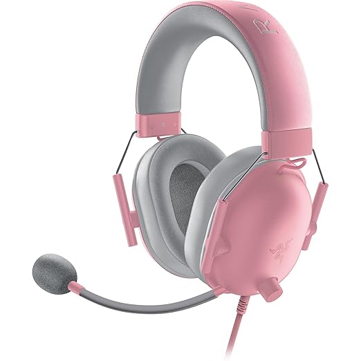 Razer BlackShark V2 X PlayStation Gaming Headset: 50mm Drivers - Cardioid Mic - Lightweight - Comfortable Noise Isolating Earcups - for PS5 Xbox Series X PC Switch via 3.5 mm Jack - Quartz Pink