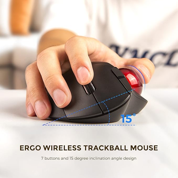 ECHTPower Trackball Mouse Easy Thumb Control Ball Mouse Precision and Smooth Tracking Wireless Mouse Support 3 Device Connection(2.4G or BT) Rollerball Mouse for PC/Laptop/Mac/Windows