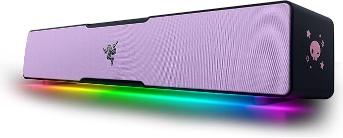 Razer Leviathan V2 X: PC Soundbar - Compact Design - Chroma RGB - USB Type C Power and Audio Delivery - Bluetooth 5.0 - for PC Laptop Smartphones Tablets &amp Nintendo Switch - Kuromi Edition