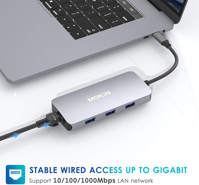 USB C Adapters for MacBook Pro/AirMac Dongle with 3 USB PortUSB C to HDMI USB C to RJ45 EthernetMOKiN 9 in 1 USB C to HDMI Adapter100W Pd Charging USB C to SD/TF Card Reader USB C Hub