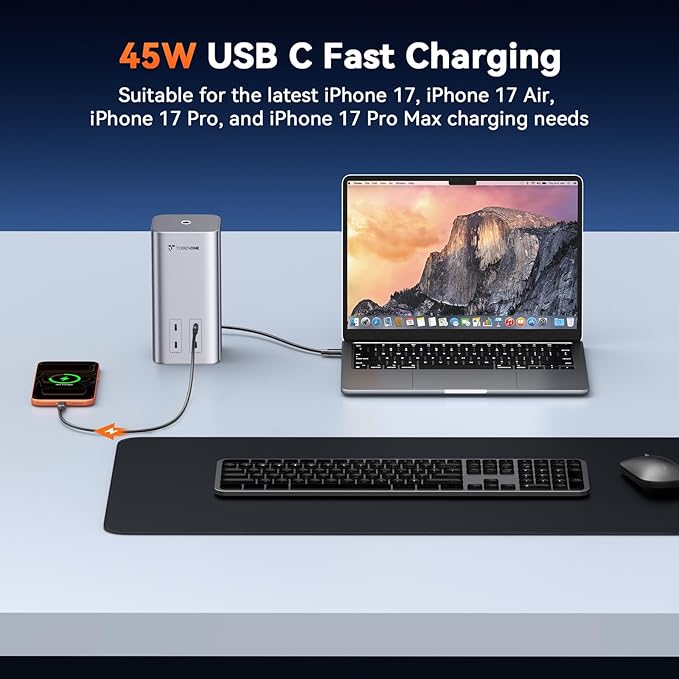 TobenONE 20-in-1 Docking Station 3 Monitors for MacBook Triple 4K@60Hz Monitor Docking Station with 3 HDMI 2 DP 45W PD150W Charger 6 USB Ports Driver-Basedfor M1/M2/M3/M4/M5/Windows/Chrome OS