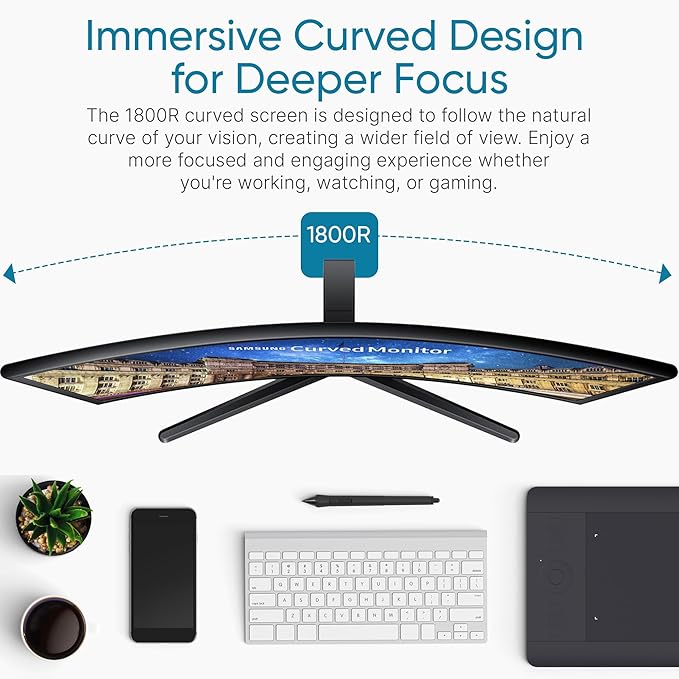 Samsung S36GD 27 Curved Monitor – LCD FHD 16:9 1920x1080 HDMI VGA VESA Eye Saver &amp Flicker-Free Tech – Boomph's Comprehensive Ultimate Performance Cloth Solution for Your Workspace