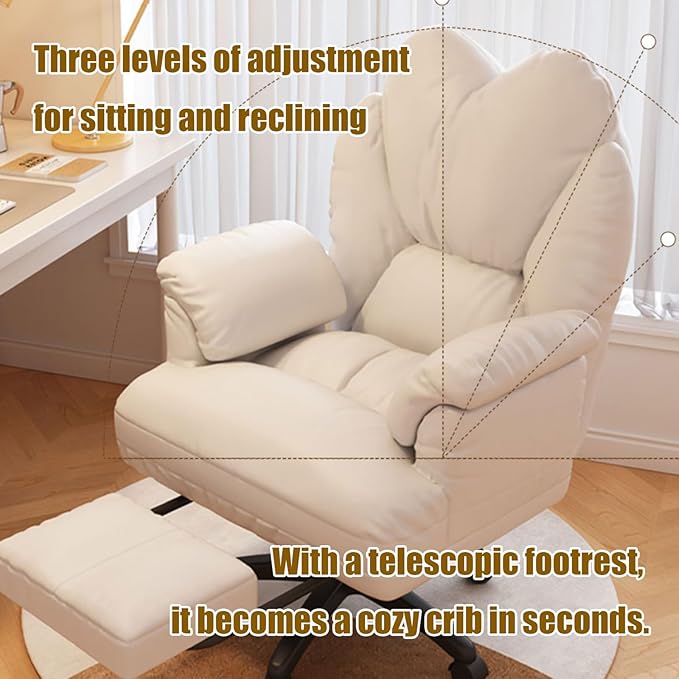Computer Office Chairs Lazy Sofa Recliner for Bedroom Adjustable Lift Gaming Chair with Retractable Footrest and Wheels Swivel Video Gaming Chairs for Living Room