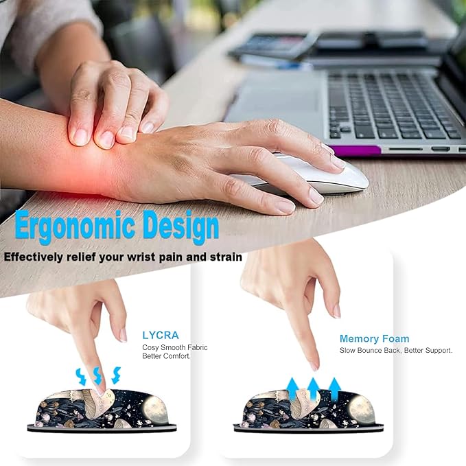 Keyboard Wrist Rest and Mouse Pad Set31.5x11.8 Inches Desk MatWaterproof Non-Slip Ergonomic Wrist Support for Pain ReliefExtended Desk Protector for Office Home GamingMushroom Galaxy
