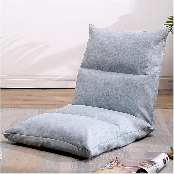 Floor Chair 6 Angle Adjustment Recliner Chair Comfortable Back Support Lazy Sofa for Video Gaming Reading Watching(Light Gray)