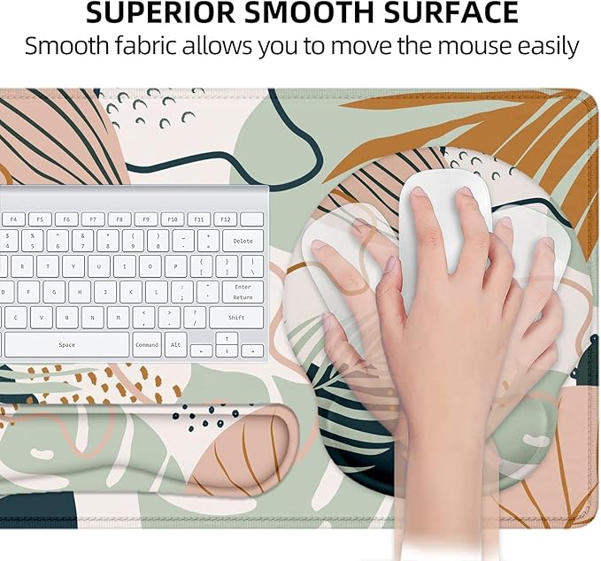 LATEEFAH Mouse Pad with Wrist Rest Large Mouse Pad Ergonomic Gaming Desk Pad Keyboard Wrist Rest Set 4-in-1 Desk Mat Keyboard Mat for Home Office