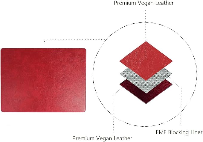 RF Reducing Laptop and Surface Pad – RF Blocking Liner Reduces High Frequency Radio and Electric Fields by 99% (Red)