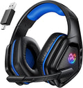 Tatybo Wireless Gaming Headset for PC Ps5 Ps4 2.4 Ghz USB &amp Type-C Gaming Headphones with Microphone 30H Battery Bluetooth Headphones for Switch Laptop Mobile Mac (Black Blue)