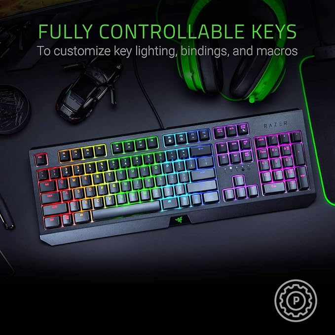 Razer BlackWidow Mechanical Gaming Keyboard: Green Mechanical Switches Tactile &amp Clicky Chroma RGB Lighting Anti-Ghosting Programmable Macro Functionality