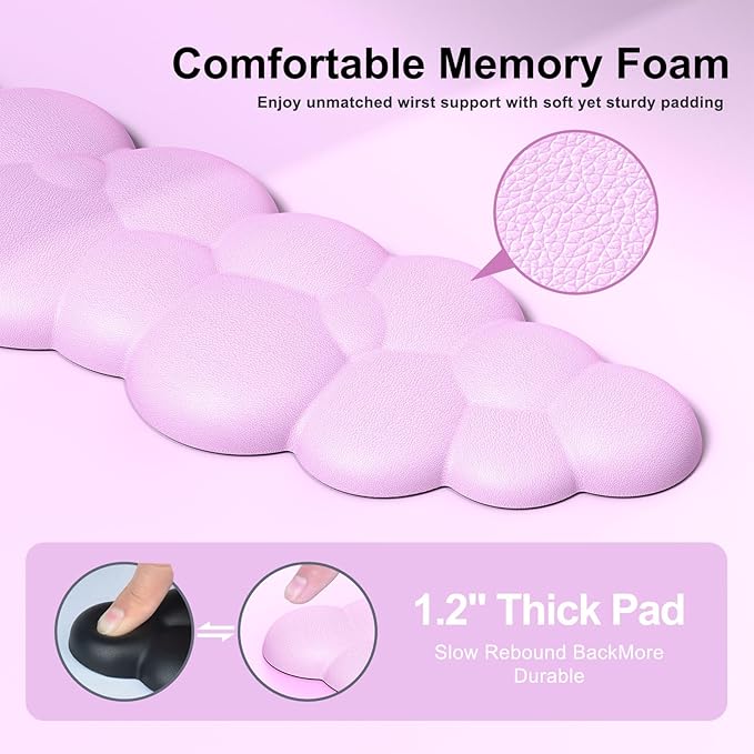 Cloud Mouse Pad with Wrist Rest Cloud Keyboard Wrist Rest Mouse Pad Wrist Support Ergonomic Keyboard Mouse Wrist Support (Pink)