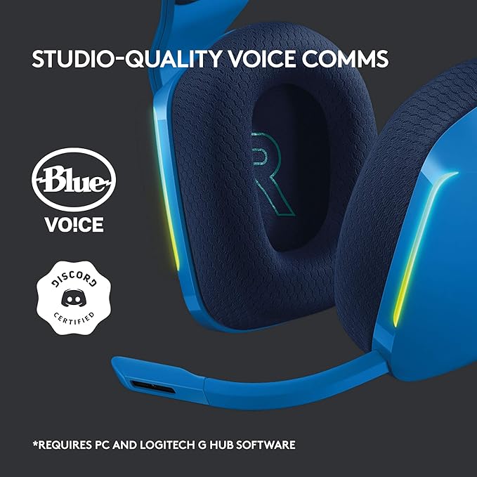 Logitech G733 Lightspeed Wireless Gaming Headset with Suspension Headband LIGHTSYNC RGB Blue VO!CE mic Technology and PRO-G Audio Drivers - Blue