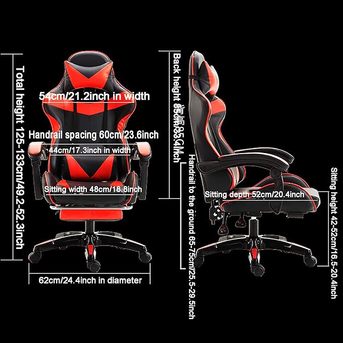 Office Chair Gaming Chair Computer Chair Andrgonomic Swivel Computer Chair with Headrest FootrestHigh Back Gaming Chair Racing Game ChairHeight Adjustable Gamer Chair PU Leather Office Cha