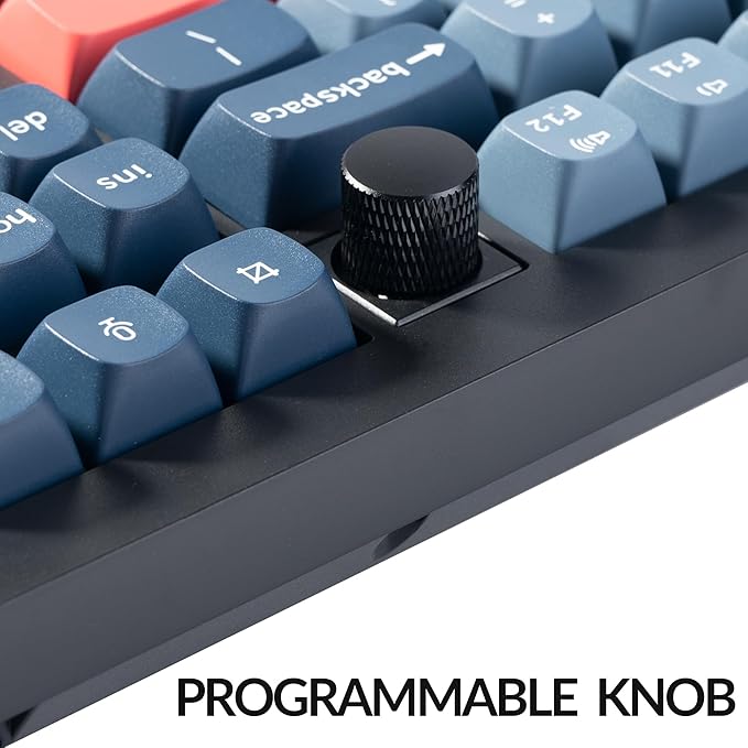 Keychron V6 Max Wireless Custom Mechanical Keyboard 2.4 GHz Bluetooth QMK Full-Size Layout RGB with Hot-swappable Gateron Red Switch Compatible with Mac Windows Linux