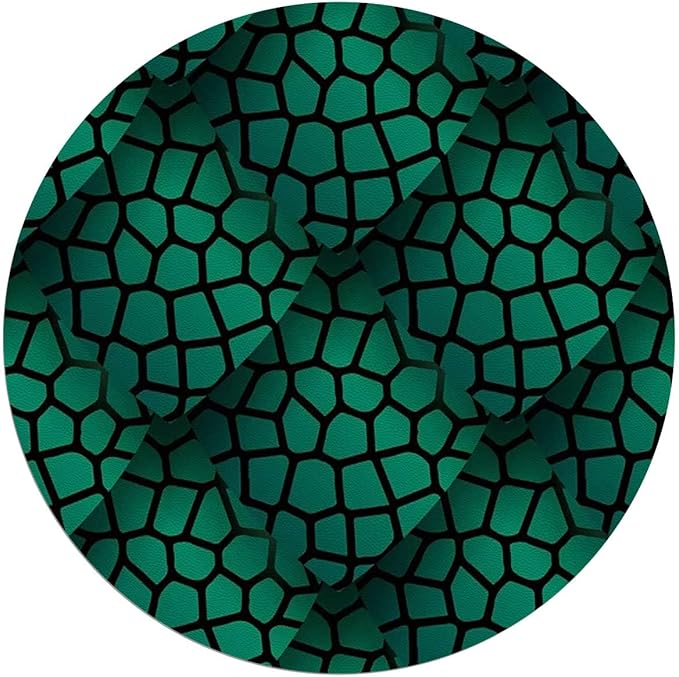 Green PU Leather Office Chair Mat Soft Non Slip Round Floor Mat Alligator Skin Pattern Luxury Lifestyle Hardwood Floor and Protector for Rolling Chair Abstract Diameter 39.4 in