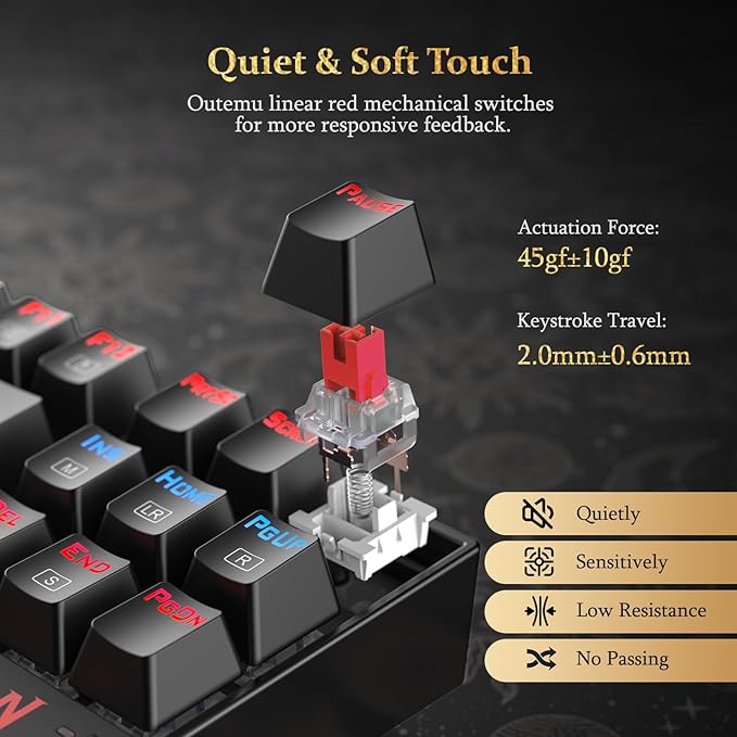 Redragon K552 Mechanical Gaming Keyboard 87-Key Compact LED Gaming Keyboard with Red Switches Anti-Ghosting Metal Frame for PC Gaming &amp Typing Beginner-Friendly (Black)