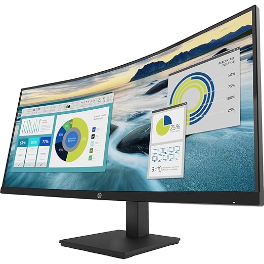 HP P34HC G4 34 WQHD Curved Screen Edge LED LCD Monitor - Vertical Alignment - 3440 x 1440 - 250 Nit - 100 Hz RR - HDMI - Display Port - Black