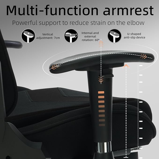 Fabric Gaming Chair Skin-Friendly and Breathable Manufactured by A Reputable Manufacturer Safe and Stable Specially Designed for Gaming.with Footrest Mg(1005-Black)