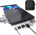 External CD/DVD Drive for Laptop with Carrying CaseDVD Player for LaptopPortable CD Burner with 4 USB Ports 2 TF/SD Card SlotsCD Disk Drive Player Reader Write