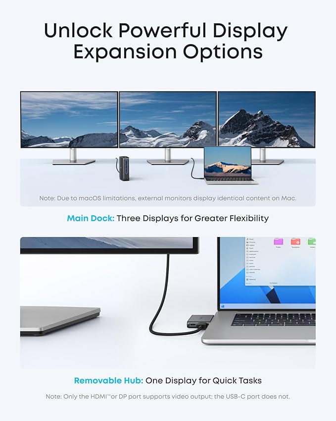 Anker Nano Laptop Docking Station with Detachable Hub 13-in-1 USB-C Triple Display Docking with 2 HDMI+1 DP 10 Gbps USB-C 3 USB-A Audio SD/TF Ethernet 100W Max PD for Dell Lenovo HP and More