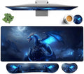 Large Mouse pad and Keyboard Support Set Ergonomic Memory Foam Keyboard Wrist Rest Extended Gaming Mouse Pad with Stitched Edges Blue Dragon XXL Desk Mat (31.5 X 11.8 in) for Home Office