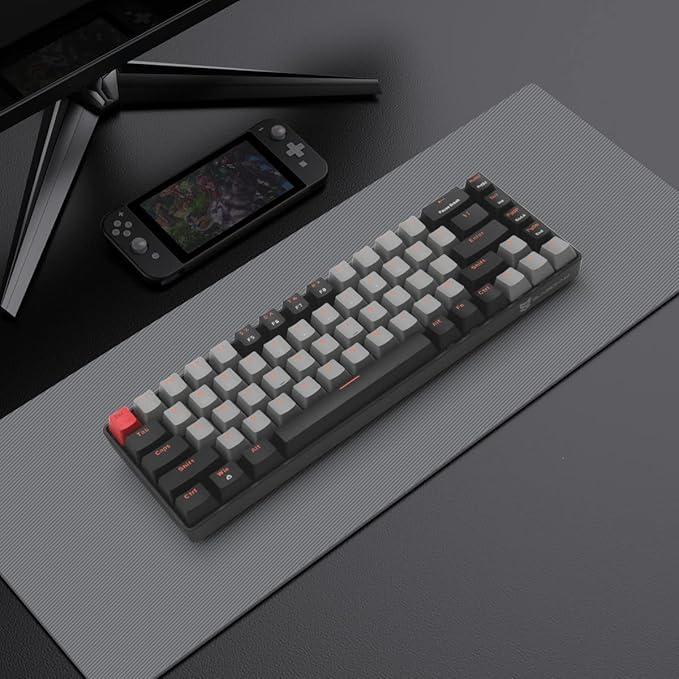 Qisan Mechanical Gaming Keyboard Dual Mode 2.4G/BT Wireless 60% Layout US Layout Blue Switch 68 Keys Computer Keyboard Gaming Pc Wireless Gaming Keyboard