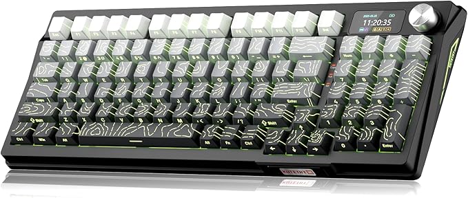 KUTETHY Wireless Mechanical KeyboardSmart Display &amp KnobTri-Mode BT5.0/2.4GHz/USB-CHot Swappable Pre-lubed Linear SwitchesContour keycapsRGB Backlit Gaming Keyboard (Ghost Switches)