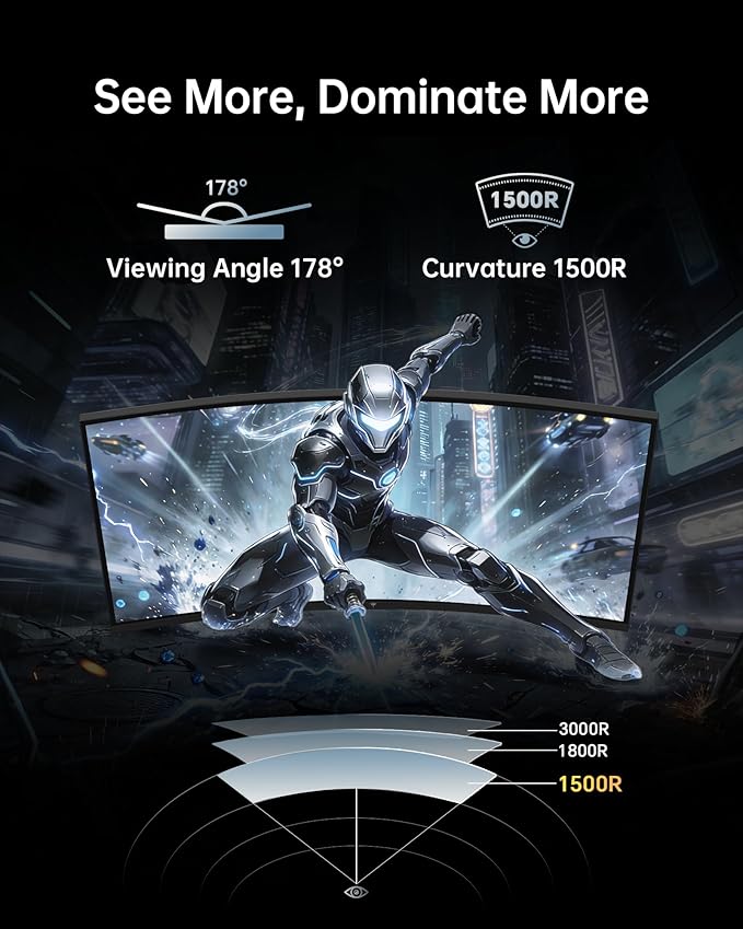 KTC 24 Inch Curved 240Hz Gaming Monitor FHD 1500R Curved Computer Monitor 1080P 3000:1 Contrast Adaptive Sync HDR MPRT 1ms HDMI DisplayPort Low Blue Light Tilt VESA Mount H24S17P
