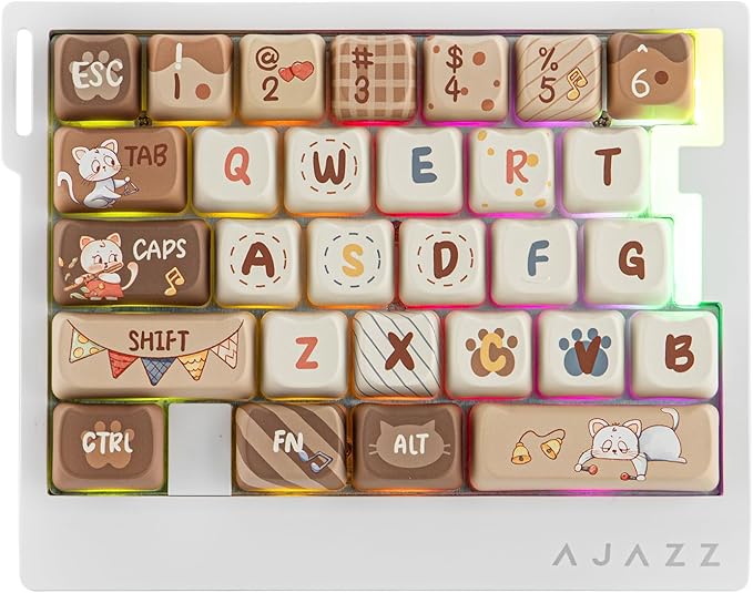 MechLands AJAZZ AK029 One Handed Gaming Keyboard 8Khz Polling 29 Keys Rapid Fast Wired Keyboard SOCD &amp DKS Magnetic Switch Adjustable Actuation RGB Backlits Aluminum Plate (White Brown)
