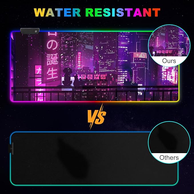 ARTSO Large RGB Gaming Mouse Pad Purple Extended Soft Led Mouse Pad with 14 Lighting Modes Water Resist Keyboard Pad Non-Slip Rubber Base Computer Mousepads Mat 35.4x15.7inchPurple Neon Sign