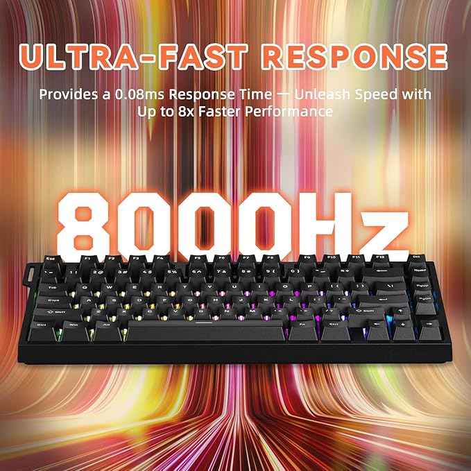ATTACK SHARK R82 HE Rapid Trigger Wired Mechanical Gaming Keyboard TKL NKRO with 8K Polling0.005mm RT Accuracy256K Scan Rate5 Layer Sound DampedHall Effect Magnetic SwitchDriver for PC Mac(Black)