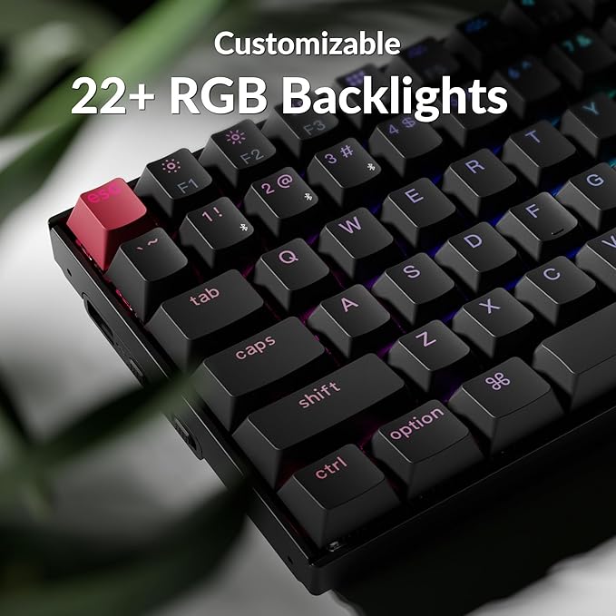 Keychron K2 75% Layout QMK Wireless and Wired Options Mechanical Keyboard Super Banana Switch RGB Backlit with Shine-Through Double-Shot PBT Keycaps for Mac Windows-Version 3