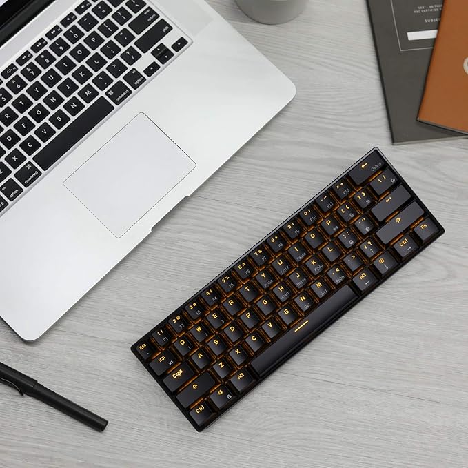 RK ROYAL KLUDGE RK61 Wireless 60% Triple Mode BT5.0/2.4G/USB-C Mechanical Keyboard 61 Keys Wireless Mechanical Keyboard Compact Gaming Keyboard with Software (Hot Swappable Blue Switch Black)