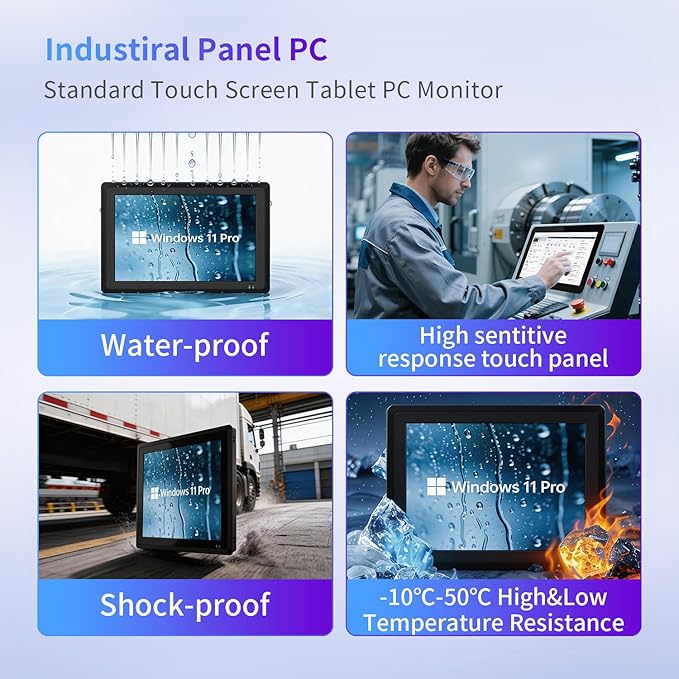 19 inch Industrie Panel PCIndustrial Embedded Panel PCIndustrial Fanless PCAll in One Touch Screen Windows 10 ProJ6412 8GB RAM 256GB ROM4xUSB3.02xUSB2.04xRS232+2xRS4858*GPIOHDMI2xLAN
