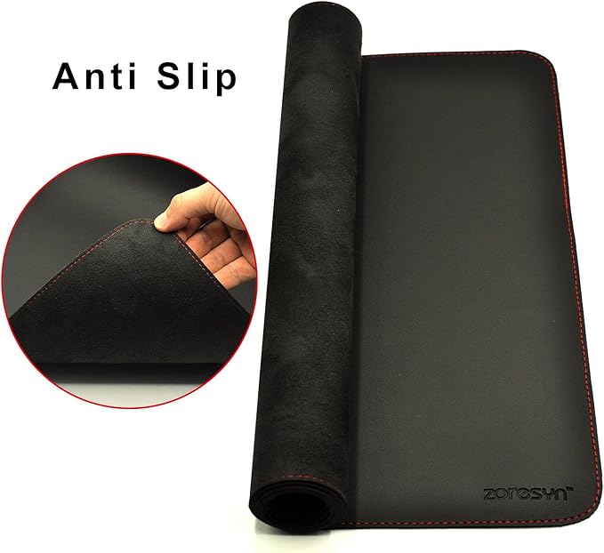 ZORESYN Extra Wide Office Desk Pad 74.8x27.6 Waterproof PU Leather Desk Mat with Non-Slip Base Large Writing Surface &amp Mouse Pad for Home Office Black