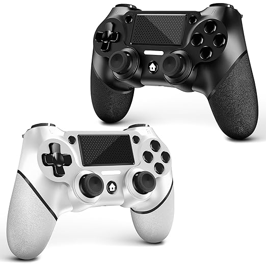 AceGamer 2 Pack for PS4 Controller Wireless Controller for PS4/Pro/Slim/PC with Non-Slip Grip of Both Sides and USB-C Cable! (Black and White)