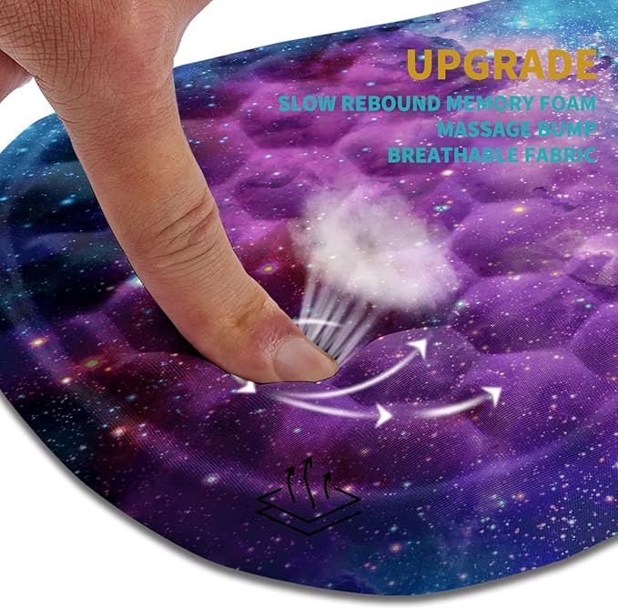 Hokafenle Ergonomic Mouse Pad Wrist Support Wrist Rest Mousepad for Carpal Tunnel Pain Relief with Integrated Memory Foam Slope Massage Bulge (11.8x7.9 inchGalaxy Nebula Space