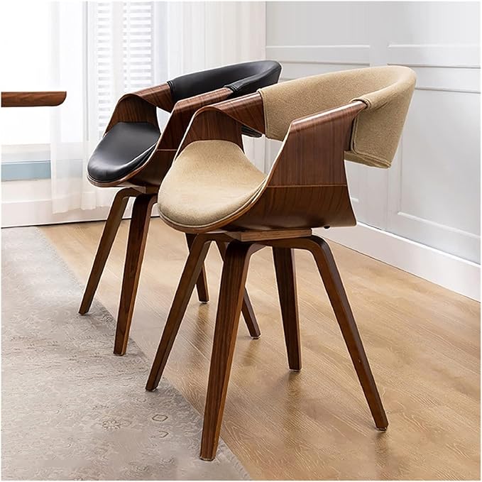 Adjustable Office Computer Chair with Armrest Dining Chair Kitchen Furniture Chairs Home Solid Wood Leather Balcony Writing(Cloth Log Grey)