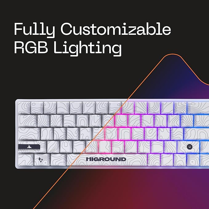 Higround Trailhead 65% Mechanical USB Wired Gaming Keyboard TTC Linear Custom Switches Programable RGB Hot-Swappable Deep Thock Creamy Sounding PC Keyboard Pre-lubed (SNOWSTONE)