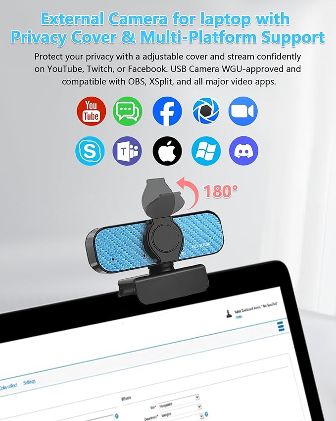 Webcam 1080P for Online Learners: Lag-Free Video &amp Built-in Mic for Zoom Class | Portable Design Fixed Focus USB Camera