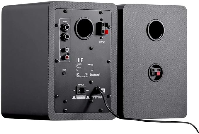 Monoprice 60-Watt Multimedia Desktop Powered Speakers - Class AB Bluetooth 5.0 4 Inch Woofer 0.75 Inch Tweeter For Home Office Gaming or Entertainment Setup