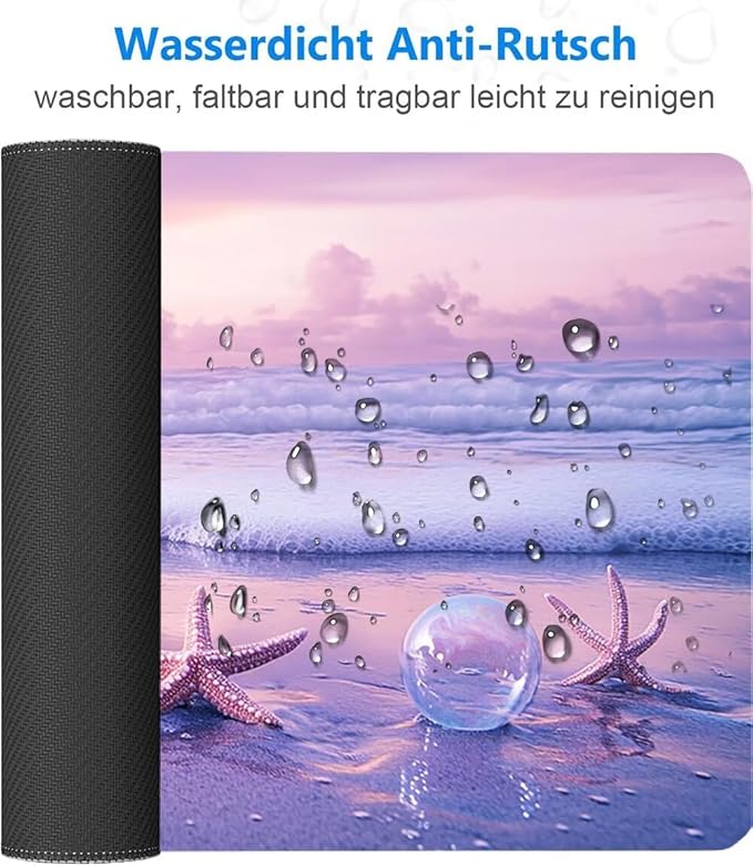 Large Mouse Pad Coastal Desk Mat Pink Office Gaming Mouse Pad with Stitched Edges 40x20in Extended Mousepad with Non-Slip Waterproof Rubber Base for PC Laptop Desk Home Office Accessories a-6722