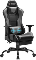 Homall Gaming Chairs Computer Chair with Footrest and Massage Lumbar Support Height Adjustable Game Chair with Headrest and Swivel Seat (Light Grey)