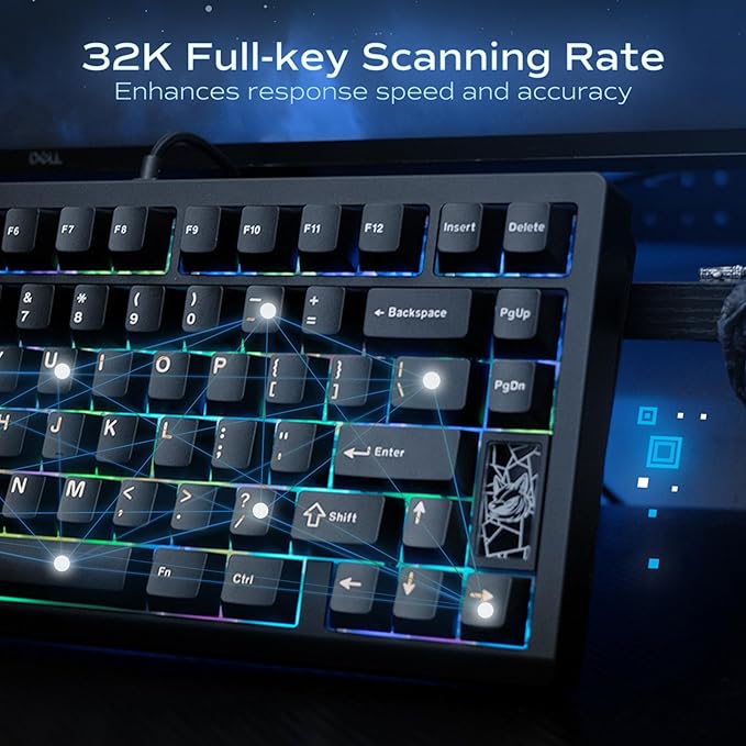 Mechanical Keyboard Chilkey Slice75 HE Gaming Keyboard Wired 75% Hall Effect Magnetic Aluminum Keyboard with WS Flux HE Clacky Switch Rapid Trigger 8K Polling Per-Key RGB Custom PC/Mac Support