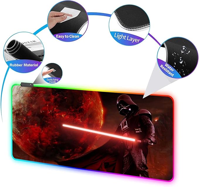 Large Gaming RGB Mouse Pad Custom Mouse Pads Mousepad with Non-Slip Rubber Base and Stitched Edges Mouse Mat Big Desk Pad for Computer Keyboard Office Desk Mat for Desktop31.5x15.7 Inch