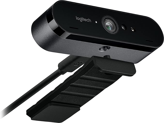 Logitech 4K Pro Webcam 4K Resolution at 30 fps Auto Focus Wide 90° Diagonal Field of View 5X Digital Zoom RightLight 3 with HDR (Renewed)