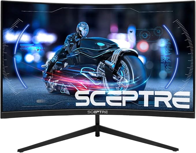Sceptre Curved 24 FHD 1080p Gaming LED Monitor R1200 HDMI DisplayPort 165Hz 144Hz FreeSync G-Sync Compatible Edgeless Build-in Speakers Machine Black 2021 (C248B-1858RN)