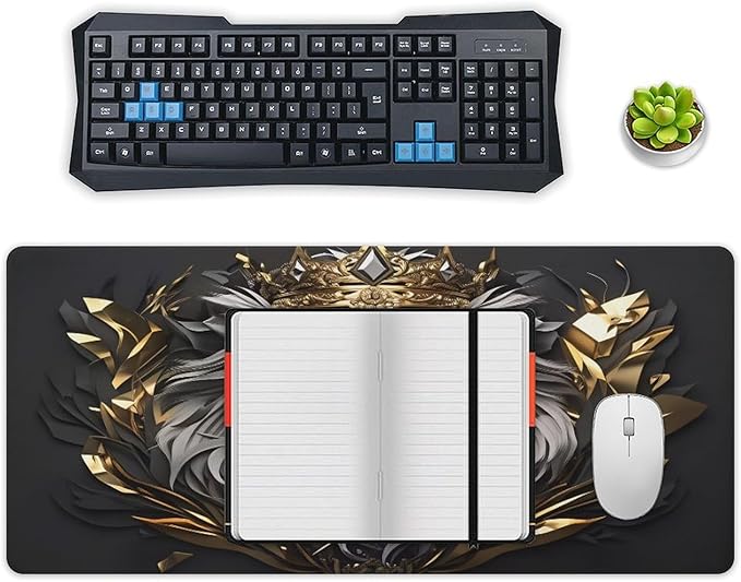 Majestic Lion Desk Mat Desk Pad Large Mouse Pad Anti-Slip Big Mousepad with Stitched Edges Computer Mouse Pads for Gaming Home Office Work 16x36