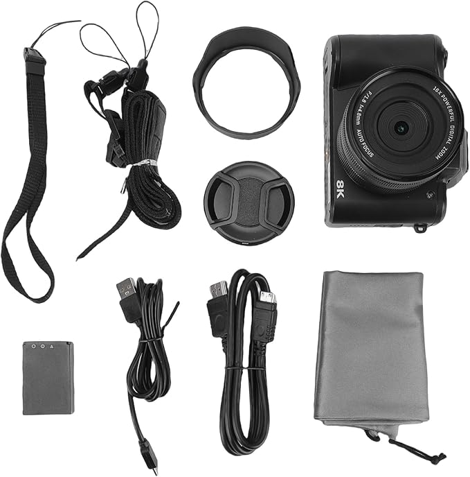 Diyeeni 8K Digital Camera 88MP HD Dual Lens 16X Zoom WiFi Webcam with 3.2 Inch Touchscreen Flash Lens Hood for Photography Selfie Video Streaming