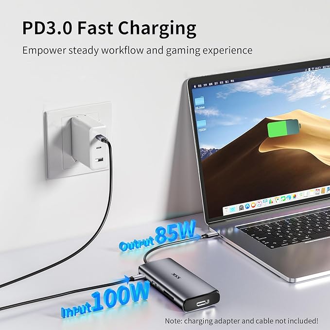 SSK USB C Docking Station 3 Monitors 9 in 1 Single 8K/Dual 4K60Hz USB C Hub DisplayPort Dock with 2 HDMI Ports Displayport100W PD 3 USBSD/TF Laptop Docking Station for MacBook Pro HP Lenovo
